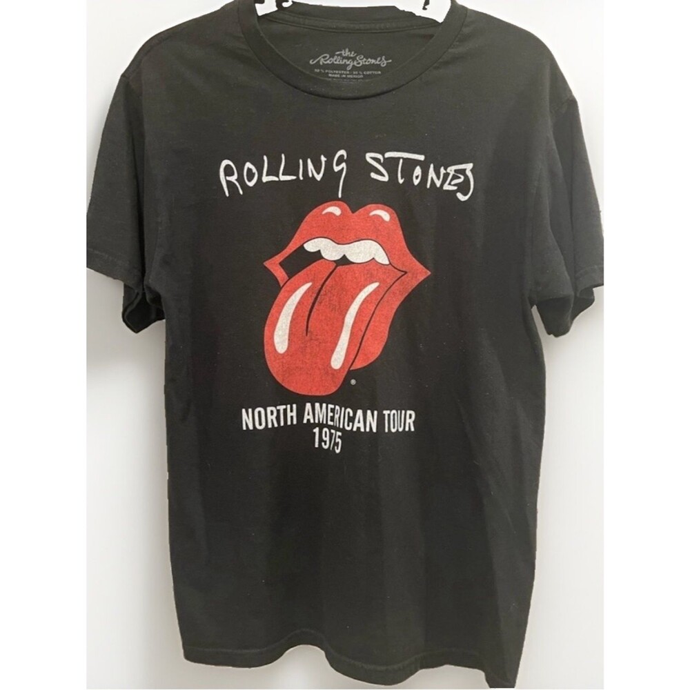 Rolling Stones Logo Graphic Band Concert Tee Shirt Unisex Black Size Small